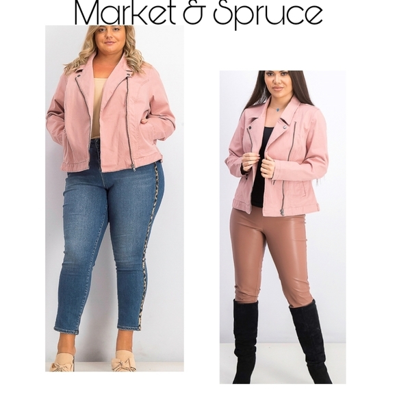 Market & Spruce Jackets & Blazers - Market & Spruce pink moto plus size jacket. Sz 2x